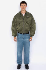 Khaki army-colored recycled nylon bomber jacket - Image n°5