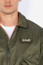 Khaki army-colored recycled nylon bomber jacket - Image n°4
