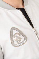 Light gray leather jacket with gray patches - Image n°4