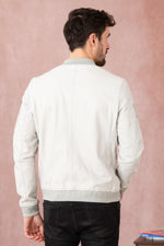 Light gray leather jacket with gray patches - Image n°10