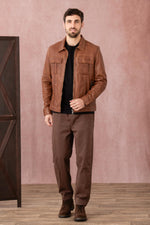 Leather jacket with shirt collar and chest pockets - Image n°4