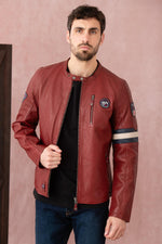Dark red lambskin jacket, Steve McQueen-inspired. Soft and timeless. - Image n°4