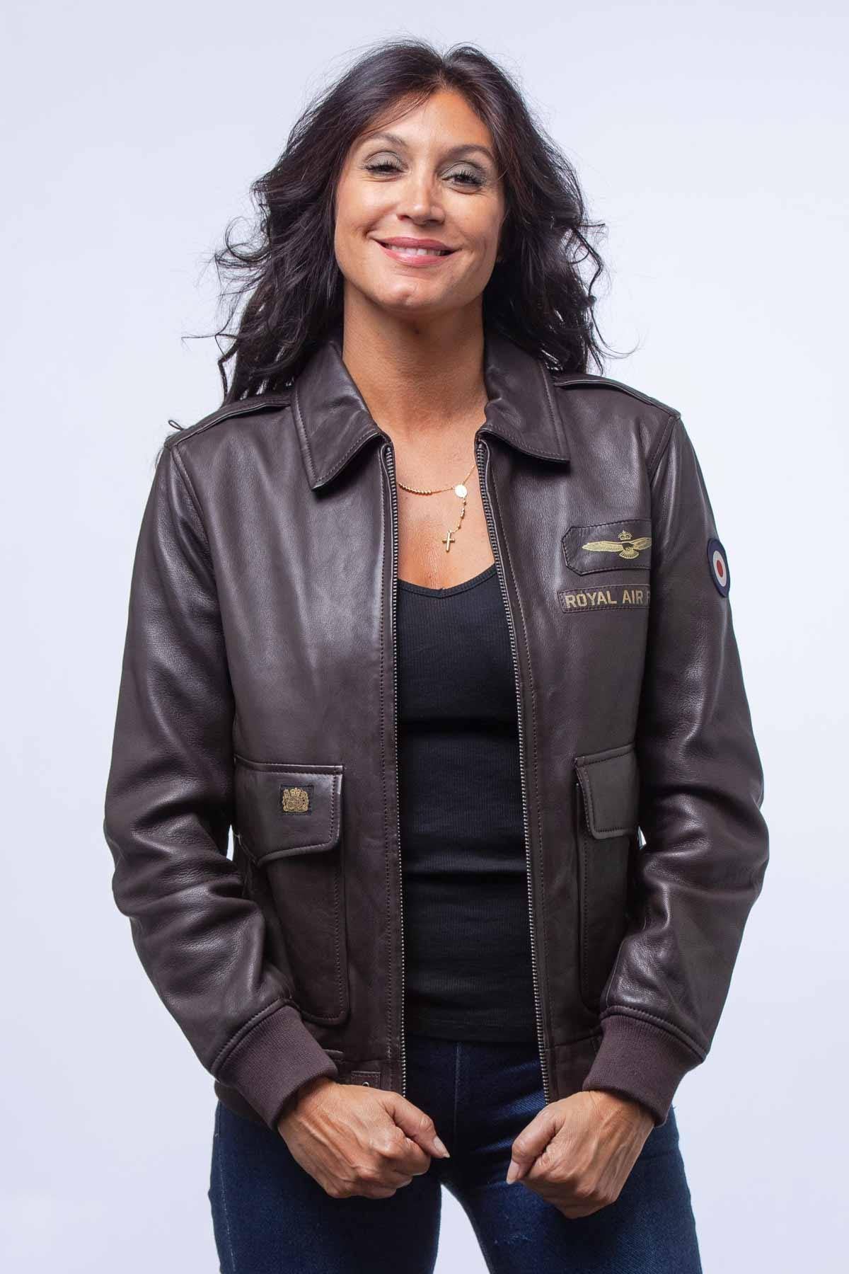 Women's dark brown sheepskin jacket, slim-fit and lightweight. - Image n°2