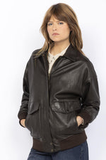 Washed lambskin aviator jacket. Oversized fit, zip and snap pockets. - Image n°8