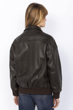 Washed lambskin aviator jacket. Oversized fit, zip and snap pockets. - Image n°2