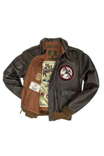 Brown leather aviator jacket - Image n°2