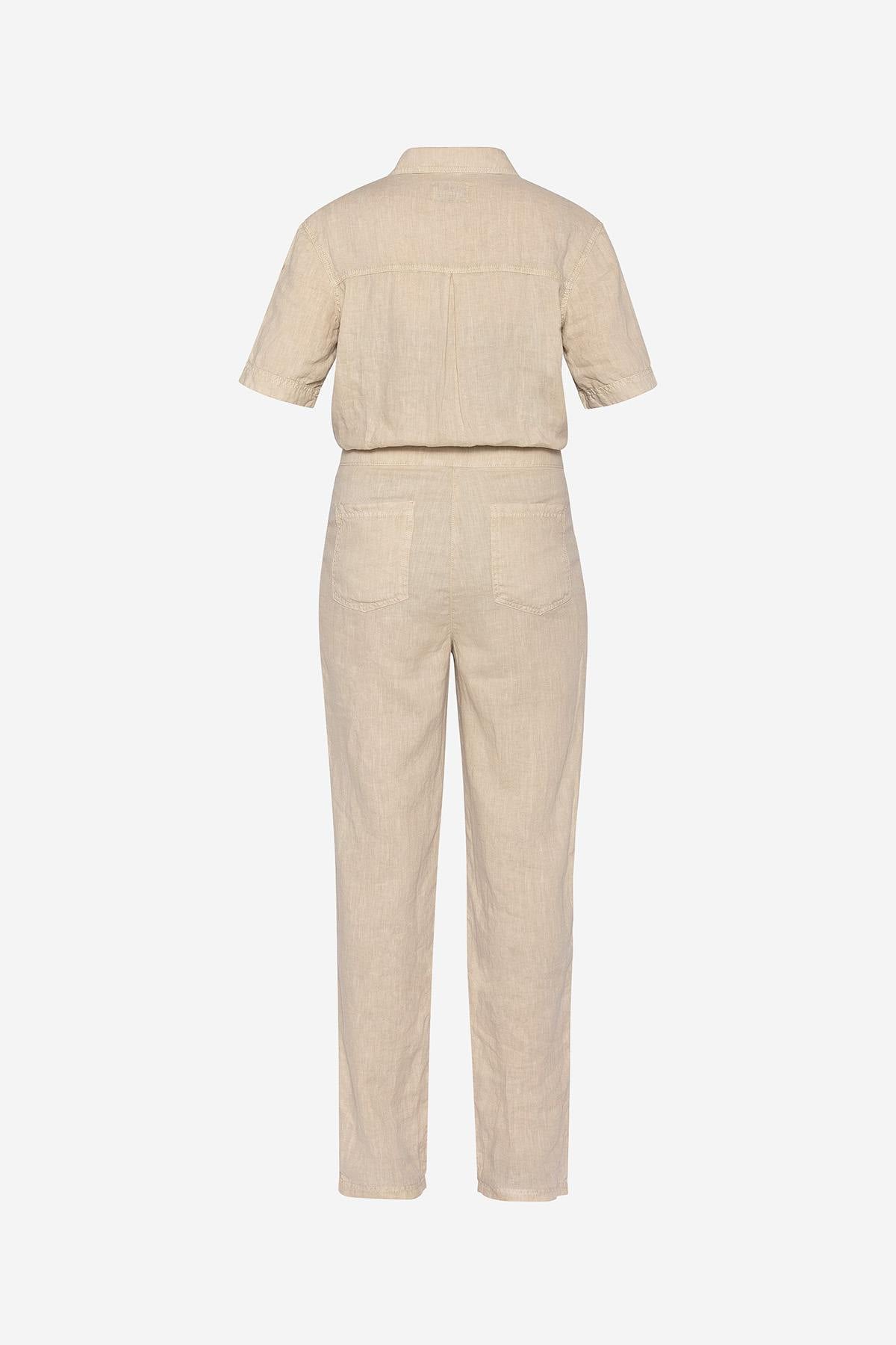 Short-sleeved linen jumpsuit - Image n°7