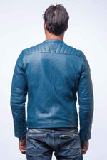 Ocean blue lambskin jacket, inspired by Le Mans racing heritage. - Image n°2