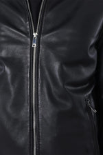 Black leather bomber jacket for men - Image n°4