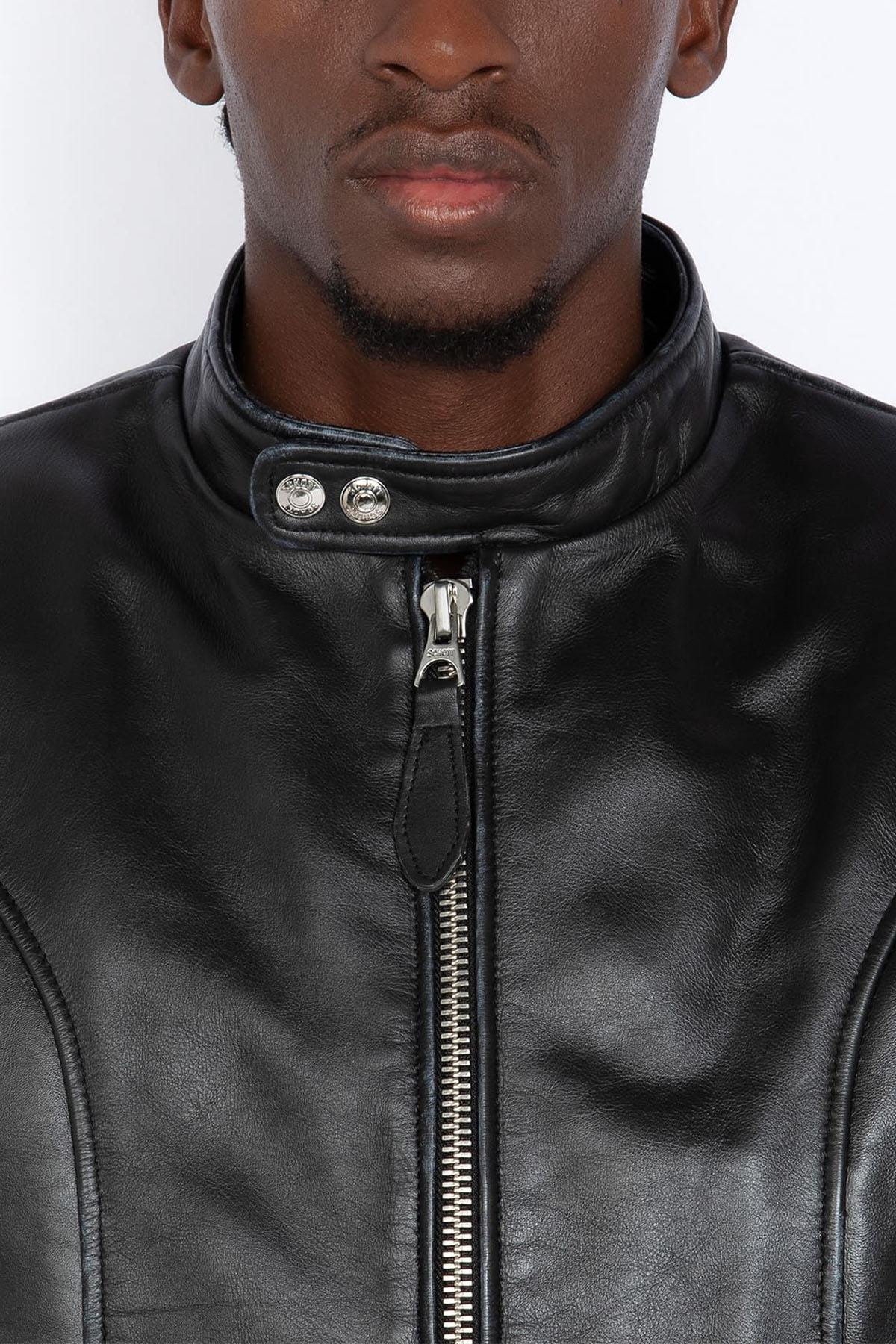 A timeless Schott cowhide jacket with biker collar and regular fit. - Image n°7