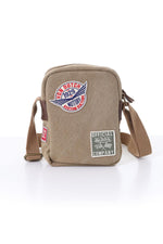 Textile bag with taupe-colored patches - Image n°2