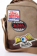 Textile bag with taupe-colored patches - Image n°3