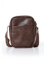 Brown faux leather bag with patches - Image n°3