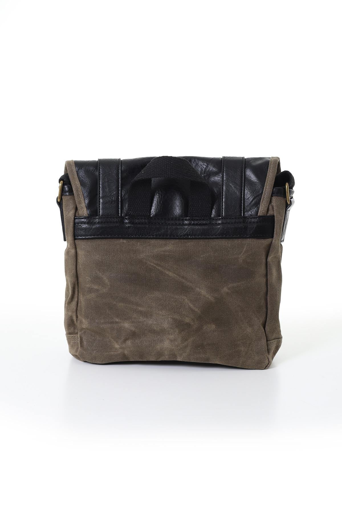 Retro khaki and black satchel type bag - Image n°4