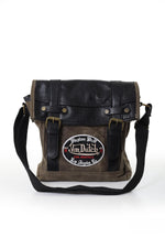 Retro khaki and black satchel type bag - Image n°3