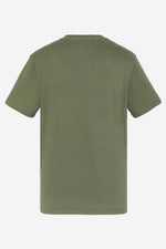 Khaki organic cotton T-shirt with military print - Image n°4