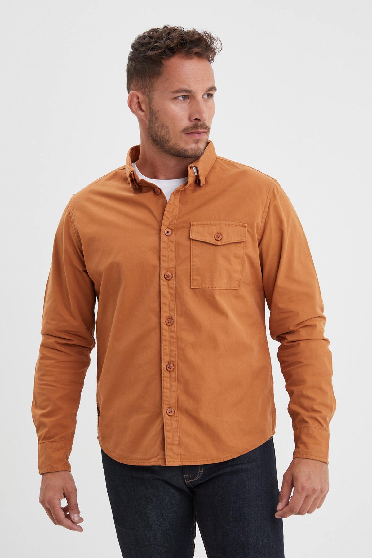 cognac dress shirt The Marino Shirt | Cognac Stripe XL
