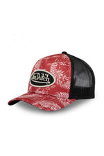 Red and black tropical pattern trucker cap - Image n°1