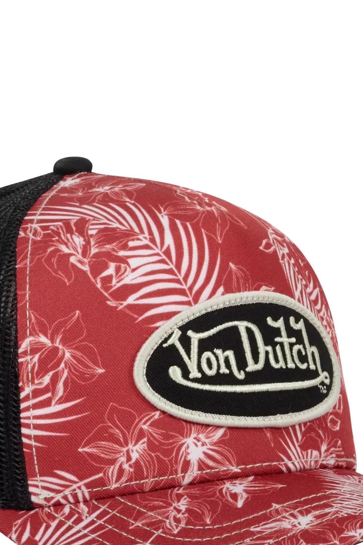 Red and black tropical pattern trucker cap - Image n°3