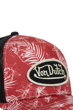Red and black tropical pattern trucker cap - Image n°3