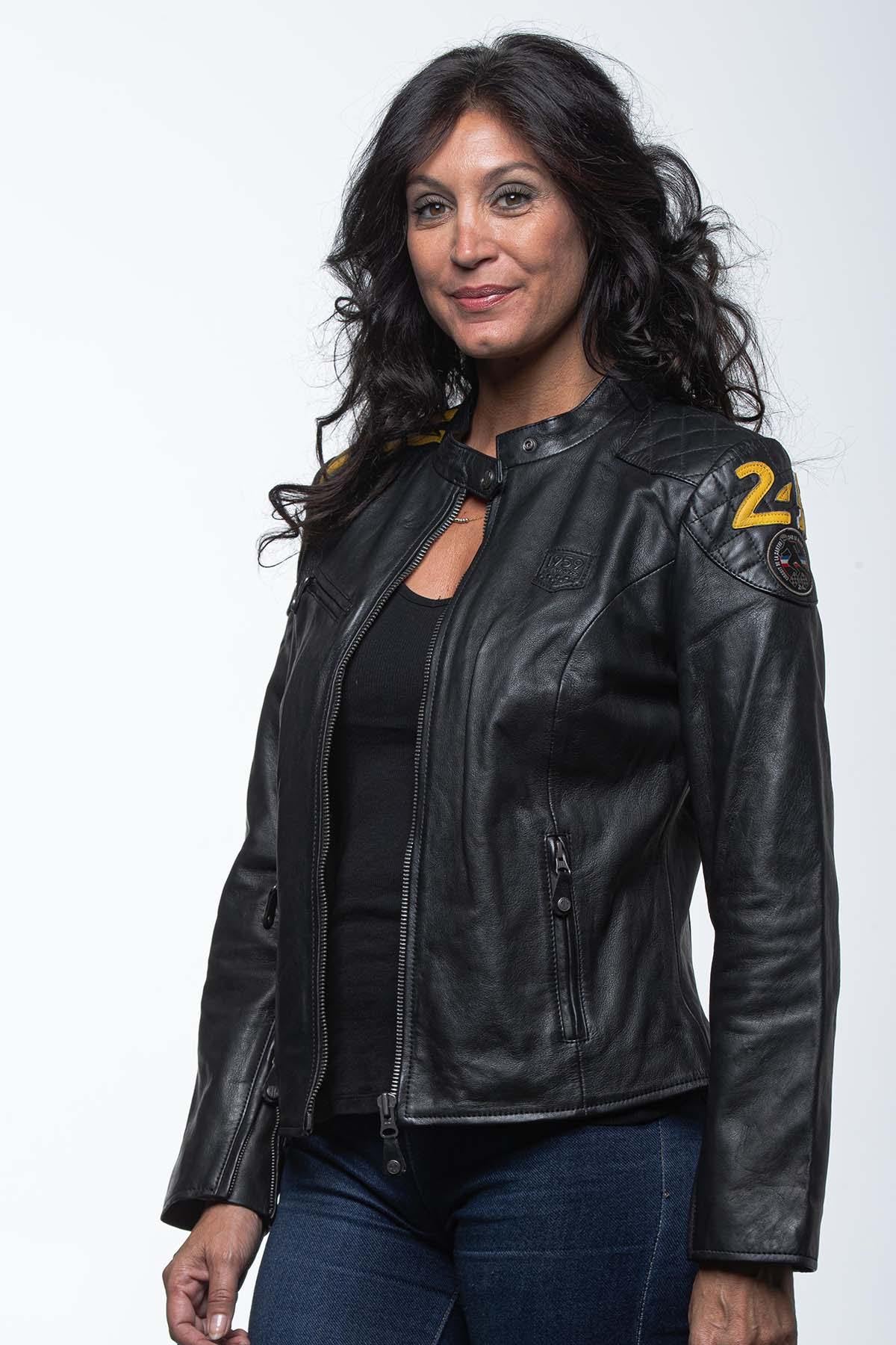 Black sheep leather jacket, sporty and all-season from 24h Le Mans. - Image n°5