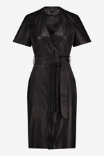 Elegant black dress with belt for women - Image n°3