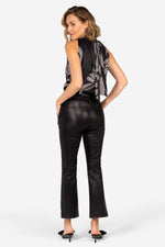Black leather flared pants for women - Image n°3