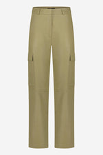 Moss green cargo-inspired leather pants - Image n°5