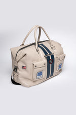Large ecru racing style leather travel bag - Image n°4