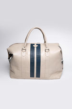 Large ecru racing style leather travel bag - Image n°3