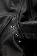 Black leather jacket with stand-up collar for men - Image n°7
