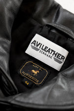 Black leather jacket with stand-up collar for men - Image n°4