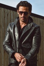 1920s Cossack jacket in full-grain horsehide, slim and wind-resistant. - Image n°1