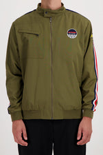 Khaki racing textile jacket - Image n°1