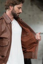 The iconic A-2 in aged russet cowhide, faithfully military-spec. - Image n°5