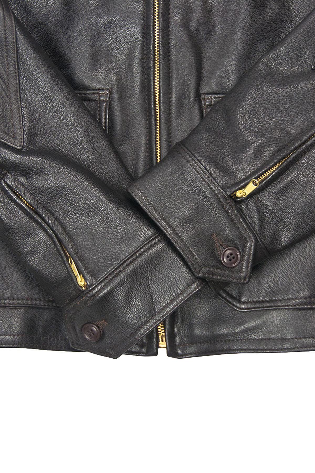 1930s US Navy flight jacket in brown goatskin, slim-fit and timeless. - Image n°3