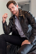 1930s US Navy flight jacket in brown goatskin, slim-fit and timeless. - Image n°1