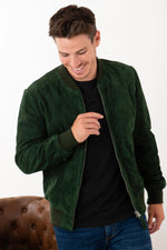 Schott's LC300 in soft green suede goatskin, perfect for spring. - Image n°1