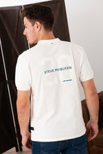 Ecru racing-themed polo shirt - Image n°4