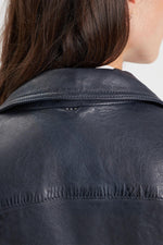 lambskin perfecto in navy with asymmetrical zip. - Image n°6