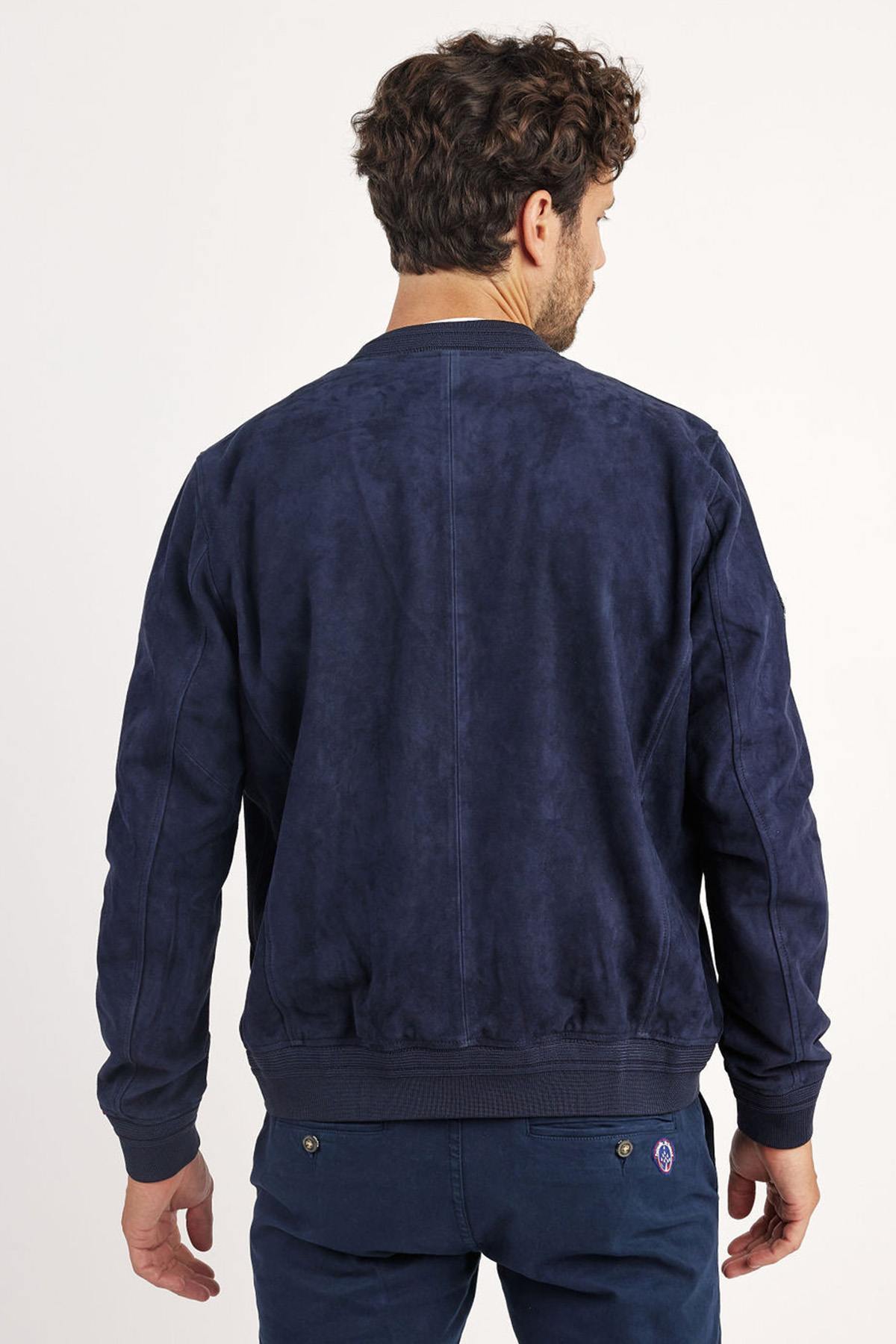 Navy suede goatskin jacket by Redskins, slim fit, aviation-inspired. - Image n°2