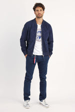 Navy suede goatskin jacket by Redskins, slim fit, aviation-inspired. - Image n°3