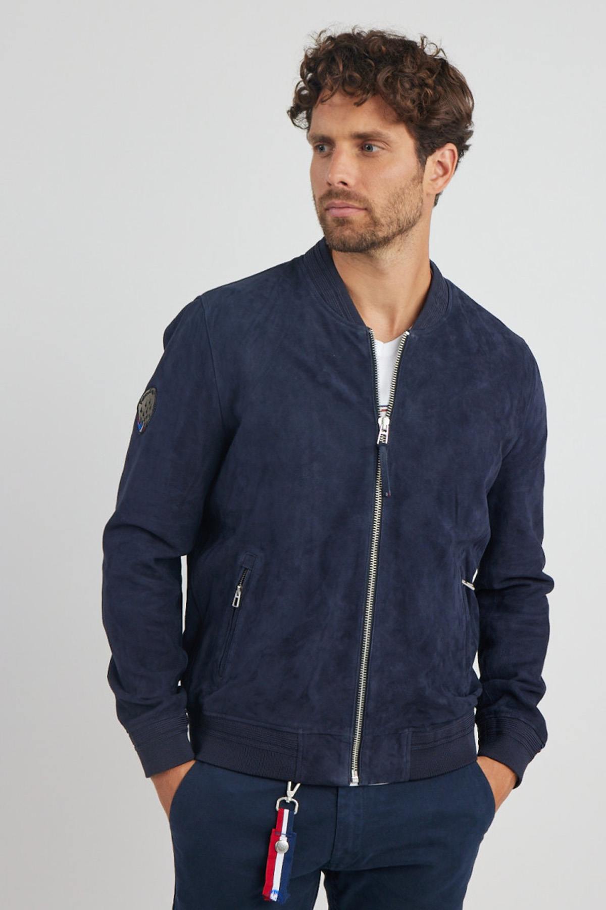Navy blue suede leather teddy Patrouille de France - Image n°8