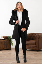 3/4 merino shearling coat with fox-fur-trimmed hood and nubuck finish. - Image n°7