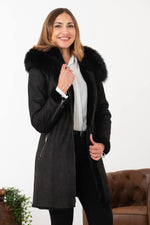 3/4 merino shearling coat with fox-fur-trimmed hood and nubuck finish. - Image n°8