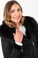 3/4 merino shearling coat with fox-fur-trimmed hood and nubuck finish. - Image n°5