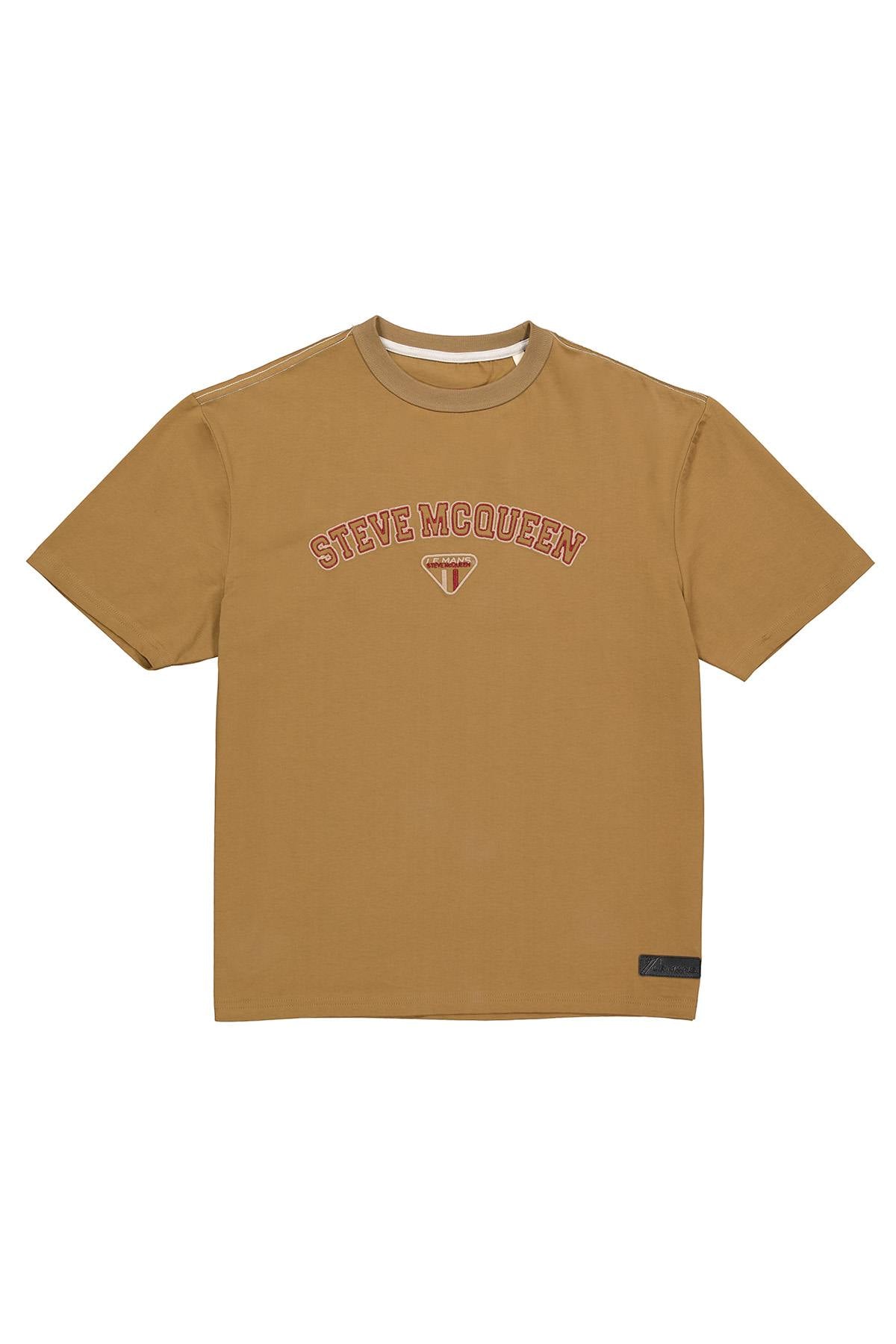 Tobacco colored t-shirt with Steve McQueen embroidery - Image n°4