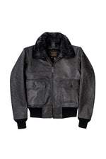 Aged leather aviator jacket with fur collar - Image n°6