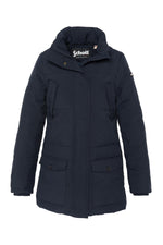 Navy blue long parka with removable hood - Image n°5