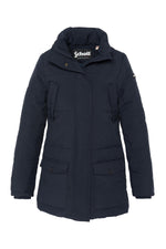 Navy blue long parka with removable hood - Image n°5